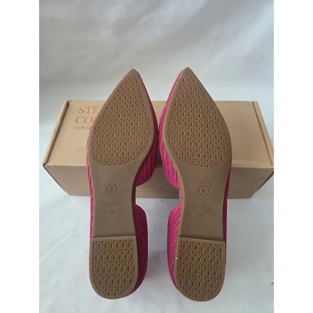 VIVAIA Melia Pitaya Pink Pointed‎ Toe dOrsay Knit Flats EU 39 US 8 NEW
